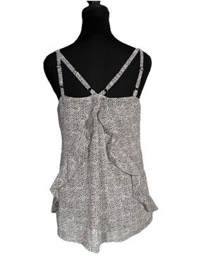 Cabi Tank Top Womens XS Cami Double Strap Lined Floral Boho Sheer Ruffles